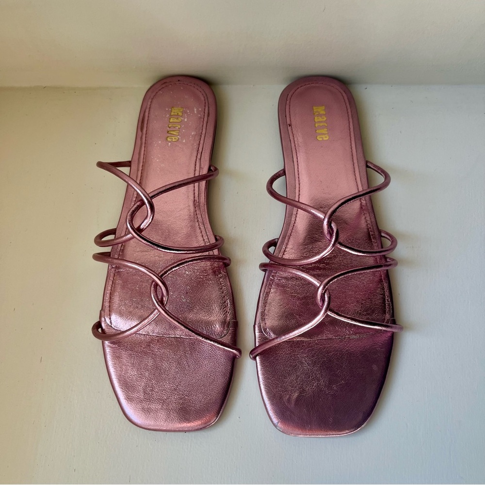 Anthropologie Maeve Strappy Sandal in Metallic Pink - Picture 4 of 8